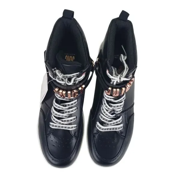 JUICY COUTURE DOTTIE SHOES WOMENS ATHLETIC HIGHTOP PLATFORM SNEAKER BLACK SIZE 8 - Picture 4 of 7